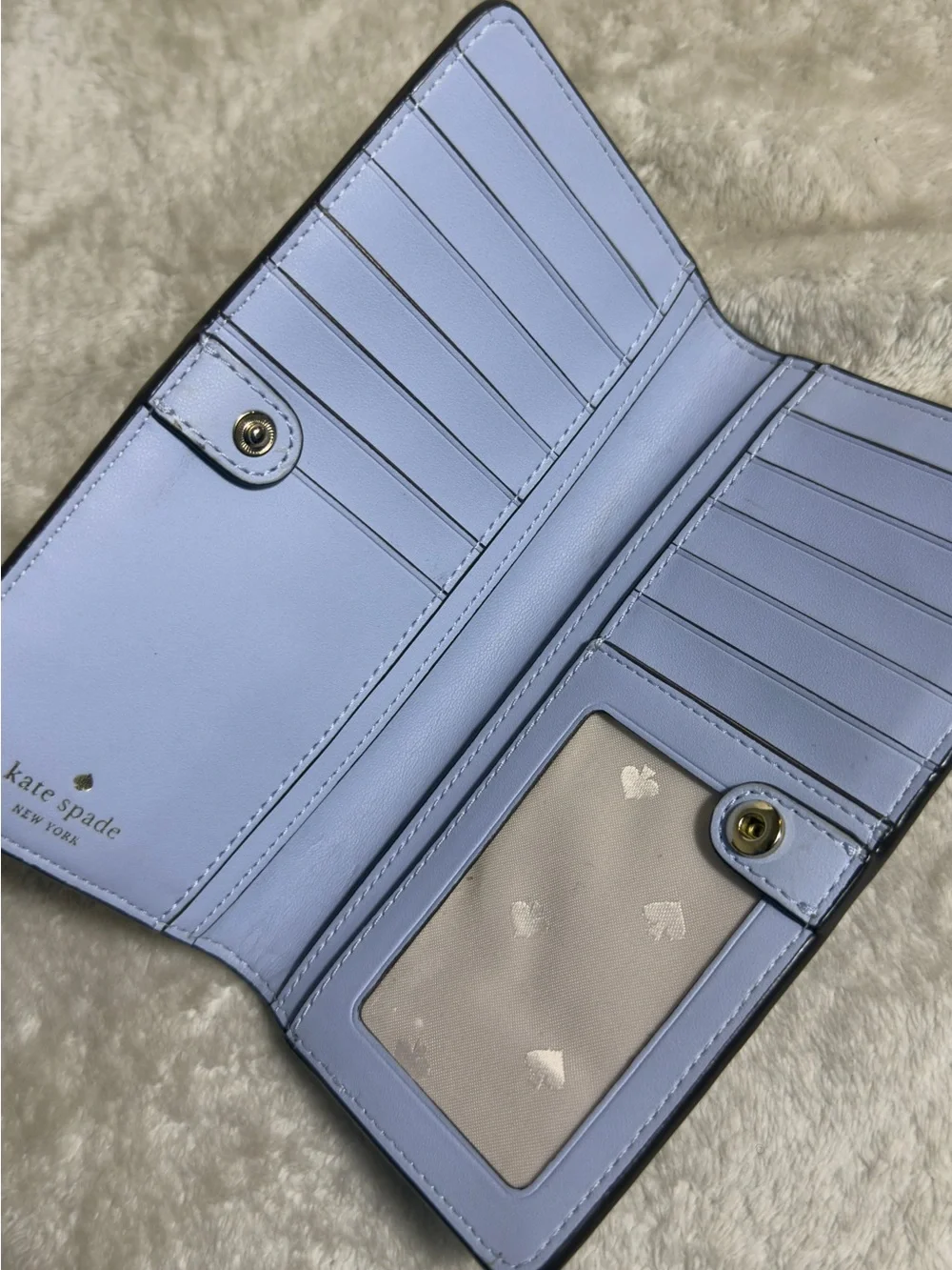 Kate Spade Lilac Staci Saffiano Leather Large Slim Bifold Wallet Light Purple